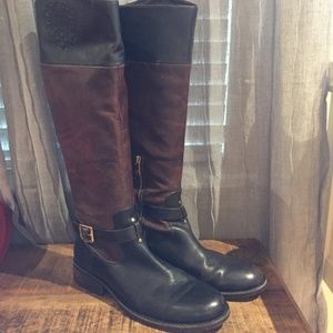 Two-toned leather riding boots Vince Camuto